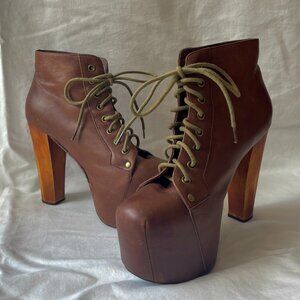 Jeffery Campbell Brown Leather Lita Platform Booties